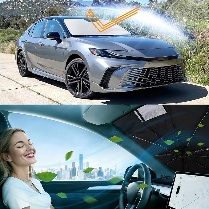 Windshield Sun Shade for 2025 2026 Toyota Camry | Foldable, Full covered for windshield, Block UV Rays, Heat Reduction, Easy to install, Keeps Car Cooler - Image 6