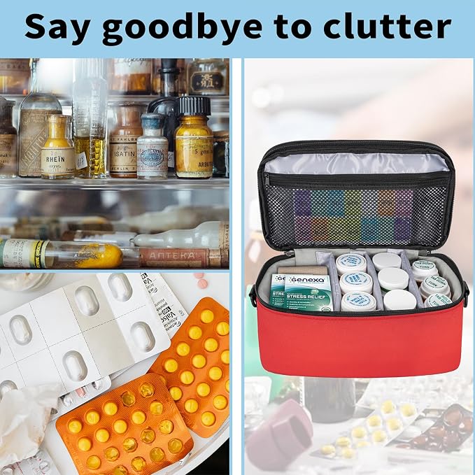 2 Layers Medicine Organizer Bag with Portable Pouch, Pill Bottle Organizer | Lockable Medical Travel Case for Pills, Vitamin, Medical Supplies - Image 5