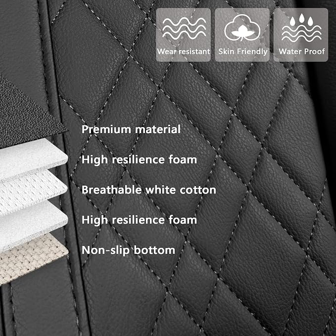 Car Seat Cover for Rear Car Seat Bottom,Luxury PU Leather Seat Cushion | Auto Interior Seat Cover Without Backrest,Full Wrapping Edge Works with Sedan SUV Pickup Minivan - Image 3