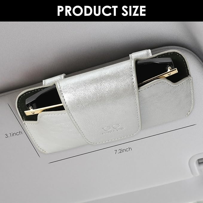 Sunglass Holder for Car Visor, Car Sunglasses Holder Leather, Eyeglasses Holder Glasses Storage Case Visor Accessories - Image 3