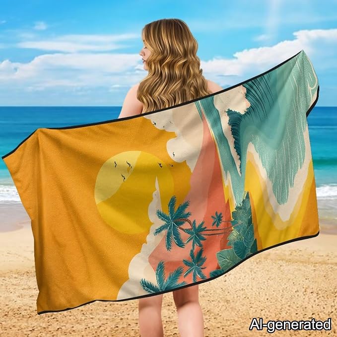 Horeset Coconut Tree Beach Towel Car Seat Cover Sweat Proof Automotive Seat Protector Universal Fit for Car Seat, Yoga, Travel, Multi-Use for SUV Truck Sedan - Image 8