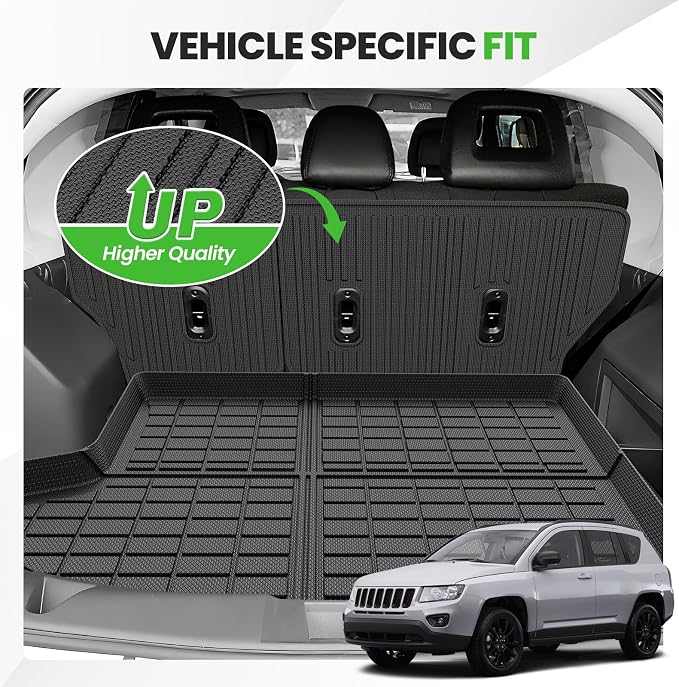 Cargo Liner for Jeep Compass/Patriot 2007-2016 & 2007-2012 Dodge Caliber, All Weather Cargo Mats for Compass Accessories, Heavy Duty TPE Trunk Mat, Car Accessories - Image 2