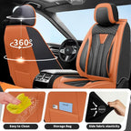 Fit Titan Car Seat Covers Premium Leather for Nissan Titan 2009-2023 2024. Waterproof， Breathable, Scratch-Resistant & All-Weather Seat Cushion Protector（Full Set,Orange&Black - Image 4