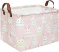 FXOLCSHE Rectangular Easter basket,Girl Easter basket,Nursery Hamper,Kids Toy Storage Basket for baby Bedroom,Kids Storage Bin,Toy Gift Organizerm,Home Decor(Pink Easter) by FXOCSHE