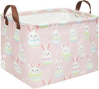 FXOLCSHE Rectangular Easter basket,Girl Easter basket,Nursery Hamper,Kids Toy Storage Basket for baby Bedroom,Kids Storage Bin,Toy Gift Organizerm,Home Decor(Pink Easter) by FXOCSHE