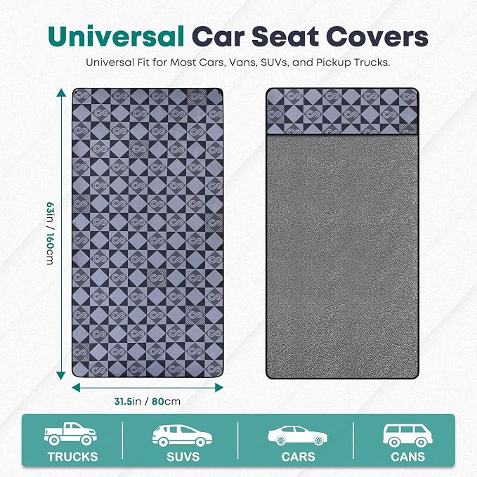 FLORICH Car Seat Cover Protector Front Seats, Sweat Towel Car Seat Covers for Post Gym Workout, Running, Swimming, Beach and Hiking, Universal Fit Non-Slip Car Seat Towel Covers for Cars Trucks SUV - Image 3