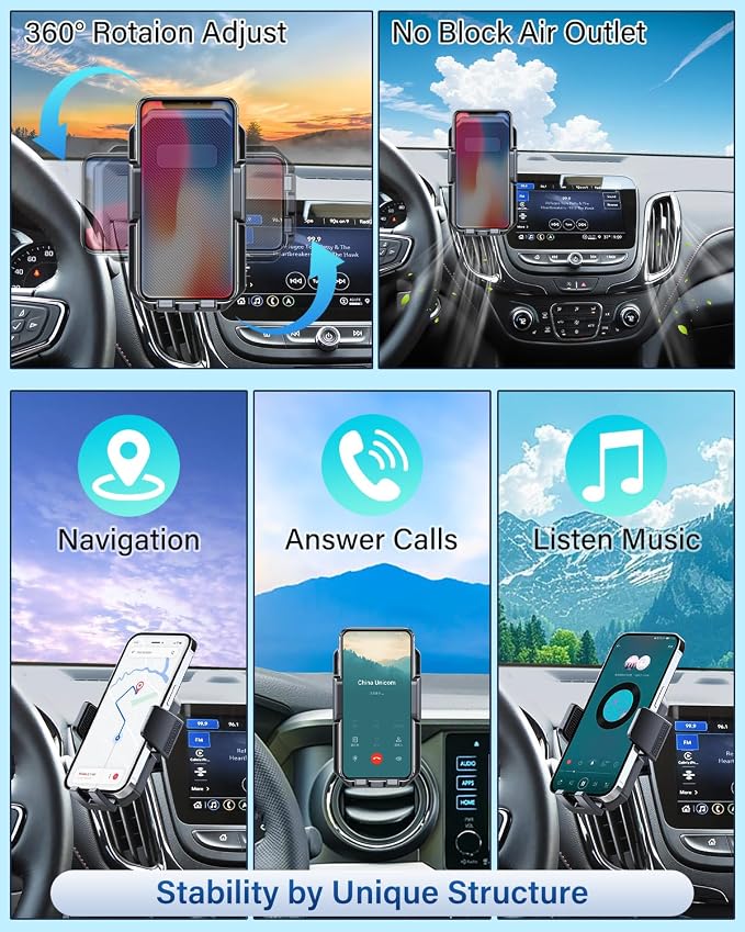 PZK Car Phone Mount for Toyota Tundra 2014-2021 Accessories Custom Air Vent | Auto Lock Car Phone Holder for Tundra Hands Free 360° Rotation One Button Release Fixed Clip Phone Cradles for All phone - Image 8