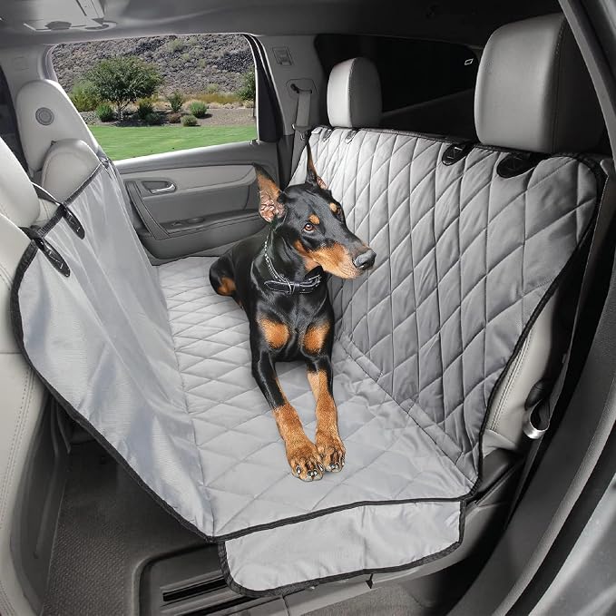 4Knines Heavy-Duty Rear Seat Cover for Dogs - Hammock, Grey XL | K9-Shield waterproof layer, non-slip backing, quick-release clips for easy install and cleanup. Machine washable. by 4Knines