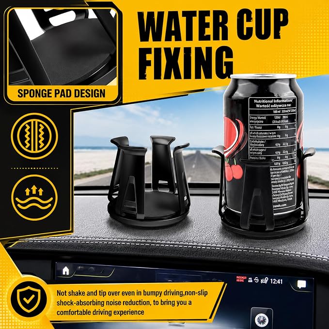 2PCS Car Cup Holder Insert,Anti-Shake Cup Holder Inserts for Car with Adaptive Clamping Arm & Suction Cups Mount,Universal Cupholder Insert for Cars Fits Most Trucks SUVs - Image 4