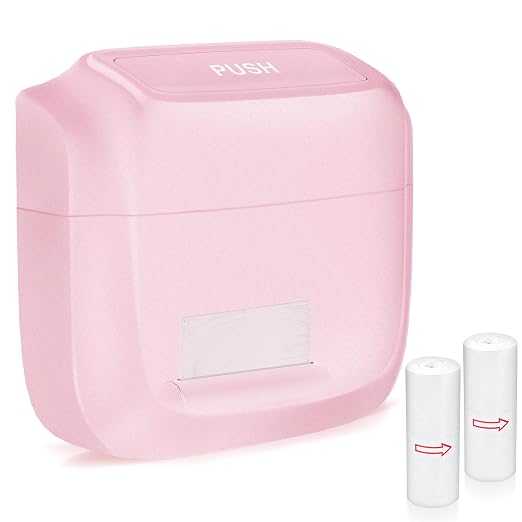 1 Pack Car Trash Can with Lid, Built-in Storage Garbage Bag, Pink | Leakproof Car Door Trash Can with Hook, for women, 30pcs Trash Bags, Mini Automotive Garbage Bin for Vehicle, Office, Home by OUDEW