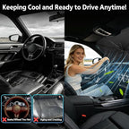 [2026 Upgrade] Windshield Sun Shade Umbrella, Foldable Car Front Window Sunshade with Titanium Coating, UV Rays Blocker & Heat Shield, Keep Vehicle Cool for Car SUV Truck RV Camper Sedan (51in x 31in) - Image 3