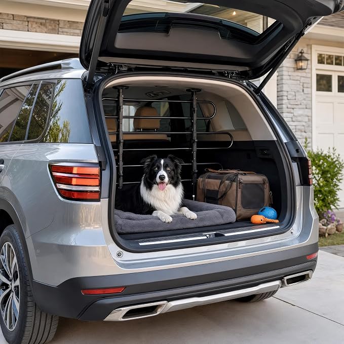 Magshion Adjustable Dog Car Barrier Pet Gate, Black | Fits Most SUVs, Trucks & Minivans, 34''-60'' Wide, Strong Metal Tubing, Keeps Dogs Safe, Easy to Store in Vehicles - Image 9