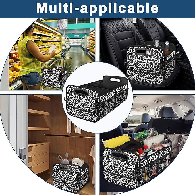 Deosk Trunk Organziers and Storage with Reinforced Handles,Car Accessories for Women/Men 50L Waterproof Polyester Trunk Organzier for Car/SUV/Minivan/Truck(Medium, Cow print) - Image 6