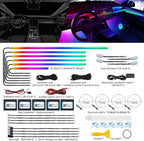 Dreamcolor Acrylic Interior Car LED Strip Light with Wireless APP, RGB 22 in 1 with 175 inches 600 LEDs Fiber Optic Car Ambient Lighting Kits, Dual Zone Sound Active Function LED Strip for Car - Image 2