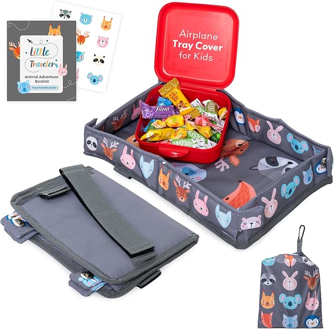 Airplane Tray Table Cover – Universal Fit & Easy Setup – Airplane Tray Cover Kids - Use in Buses, Trains, High Chairs I Plane Travel Essentials for Kids 1-5 Years by LittleTraveler