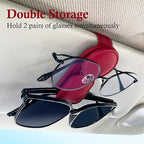 KIWEN Sunglasses Holder for Car Visor, Magnetic Leather Sunglass Eyeglass Hanger Clip for Car Sun Visor Accessories (1, Red) - Image 3