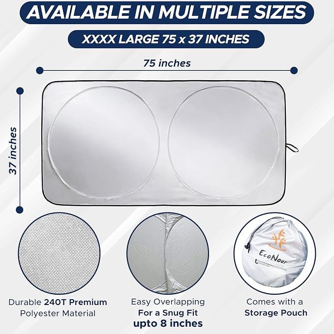 EcoNour Foldable Van Windshield Sun Shade, Reflective Window Cover - Image 4