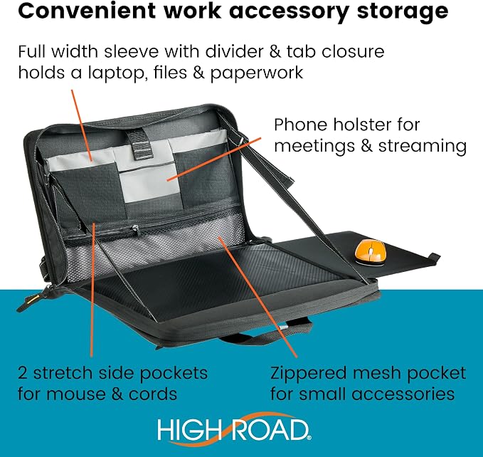 High Road Steering Wheel Desk and Laptop Holder for Car, Truck, Van and SUV | Portable Car Office Laptop Case and Desk, with 6 Storage Compartments, Phone Holder, Mouse Tray and Wrist Rest - Image 4