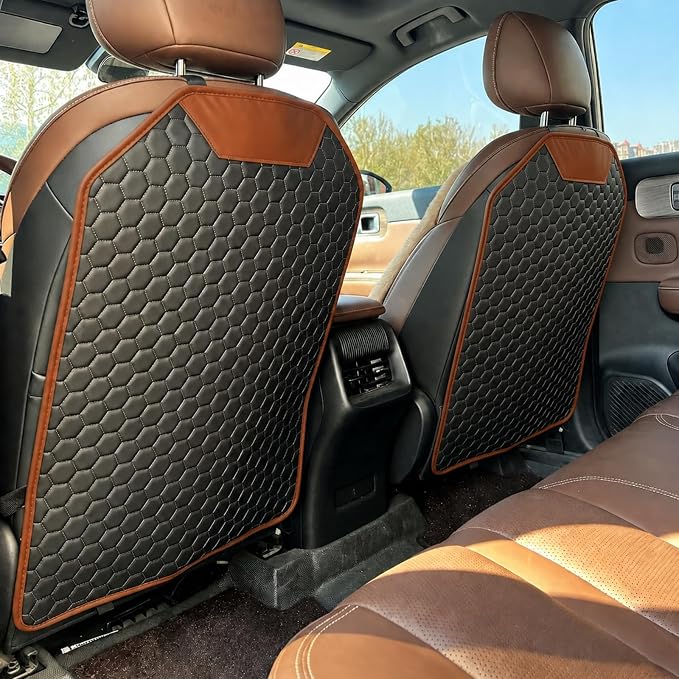 Kick Mat Back Seat Protector - Car Back Seat Cover for Kids Feet - Waterproof & Sturdy Protector for Upholstery from Dirt, Mud, Scratches and Stain (Hexy 2 pcs) - Image 2