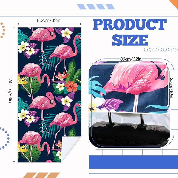 1 Pack Car Seat Towel Cover with Storage Bag, Flamingos Style | 63 x 32 in Car Towel Seat Cover Non Slip Waterproof, Gym Workout Swimming Running, Machine Washable Sweat Absorbent Protector - Image 2