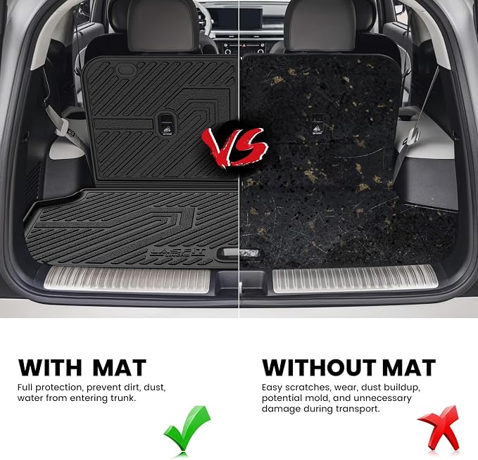 LASFIT Cargo Mats for Hyundai Ioniq 9 2026 | All Weather TPE Custom Fit Cargo Trunk Mat & Backrest Mats Accessories, Black - Image 5