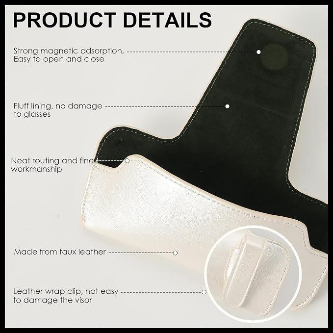 Sunglass Holder for Car Visor, Car Sunglasses Holder Leather, Eyeglasses Holder Glasses Storage Case Visor Accessories - Image 7