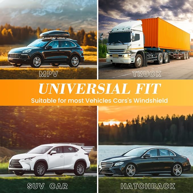 Car Windshield Sun Shade UV Reflector Foldable Front Window SUV | Blocks 98% UV Rays,Keep Interior Cool,Universal Fits Hatchback,Truck,MPV,Storage bag,57"L x 31.5"W,Car Summer Accessories - Image 7