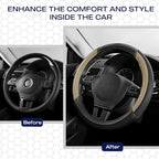 Skechers Air-Cooled Steering Wheel Cover,Leather Car Steering Wheel Cover Universal Fit 14" 1/2-15" Car Wheel Protector for Men Women Fit Suvs,Vans,Sedans,Car,Trucks,Beige - Image 6