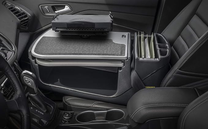 AutoExec GripMaster Car Desk for Your Vehicle Workstation and Mobile Office, Grey with Printer Stand and 400 watt Power Inverter | Vehicle Workstation and Mobile Office, Printer Stand, 400 Watt Power Inverter - Image 2