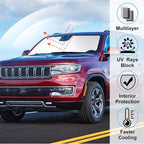 Windshield Sun Shade for 2022-2026 Jeep Wagoneer Accessories | Full covered for windshield, Foldable & Durable, Block UV Rays, Reduce Heat, Easy to install, Keep Car Cooler - Image 2