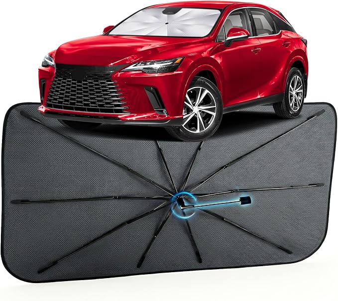 Car Windshield Sun Shade Umbrella for Lexus RX 2023-2026, 1:1 Fit Sunshade | [Reflective Coated Fabric] Car Shades Sun Visor Keep Car Cool and Protects Interior, Sunshade Umbrella for Front Window by MakeLifeBetter