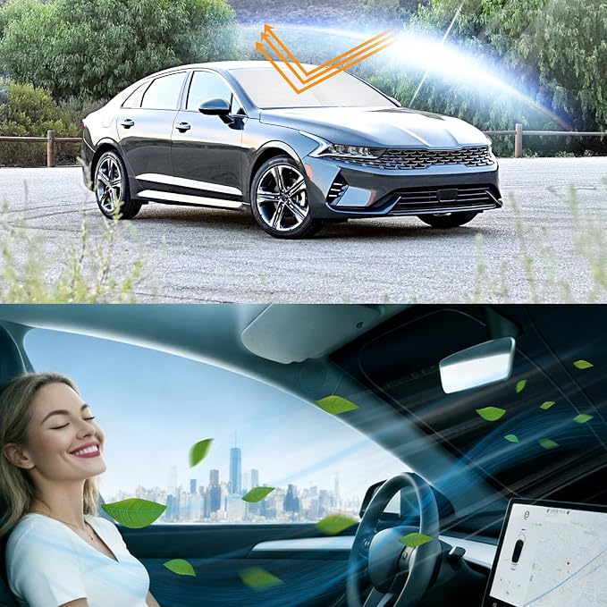 Windshield Sun Shade for 2021-2026 Kia K5 / 2020-2026 Hyundai Sonata | Foldable, Full covered for windshield, Block UV Rays, Heat Reduction, Easy to install, Keeps Car Cooler - Image 6