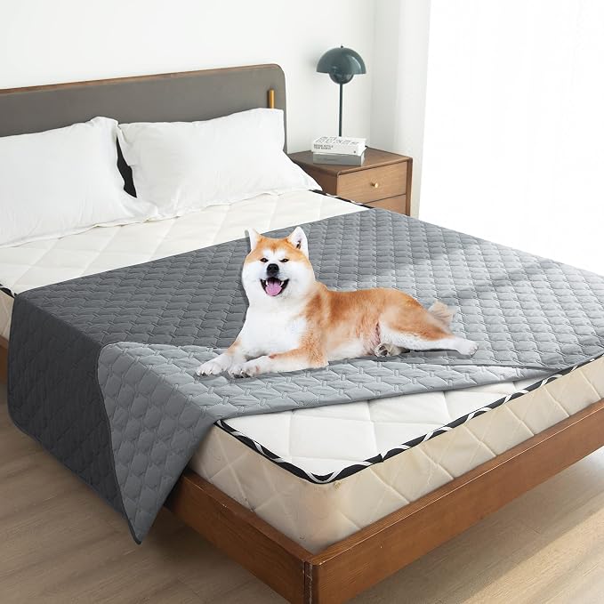 gogobunny 100% Double-Sided Waterproof Dog Bed Cover Pet Blanket Sofa Couch Furniture Protector for Puppy Large Dog Cat, Reversible (82x120 Inch (Pack of 1), Dark Grey/Light Grey) - Image 2