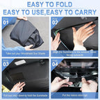 SINGARO 300T Universal Car Windshield Sun Shade, Foldable Reflective for Windshield & Window Shades with Overlapping Design, Car Interior Accessories (57" L x 30" W) - Image 4