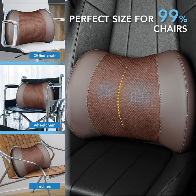 Lofty Aim Lumbar Support Pillow for Car, Car Seat Back Support for Driving | Memory Foam Car Lumbar Support for Driving Seat, Car Back Cushion, Adjustable Straps, Lower Back Pillow, Office Chairs, Brown - Image 8
