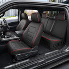 MotorBox Cabin King Crimson Trail Leather Seat Covers for Trucks & Cars | Black and Red Full Set Car Seat Covers, Waterproof Leather Seat Covers, Car Accessories, Seat Protector, Universal Fit by Motorbox