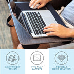 LAPGEAR Home Office Pro Lap Desk - Gray Woodgrain, Fits 15.6” Laptops | Built-In Mouse Pad & Phone Slot, Wide Cushioned Wrist Rest, Dual-Bolster Microbead Cushion, Carry Handle - Image 2