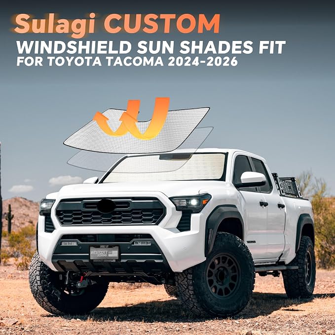 Windshield Sun Shade for Toyota Tacoma 2024-2026 | Customed Window Sunshade, Full Coverage, Car Accessories Sun Visor Protector, Blocks 99% UV Rays - Image 6