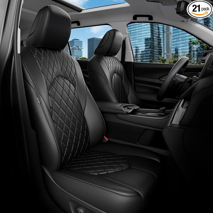 Custom Seat Covers for Toyota Grand Highlander 2024-2026 7 Seats | black, faux leather, 2nd row captain chairs, waterproof, breathable, airbag compatible, stain resistant by FEINEPRO