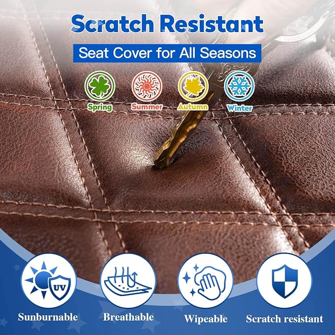 NOKINS Golf Cart Seat Covers 4 Piece Fits Club Car DS Pre-2000 | Front and Rear Seat Vinyl Covers, Golf Cart Accessories, No Staples(Brown and Brown 8438) - Image 4