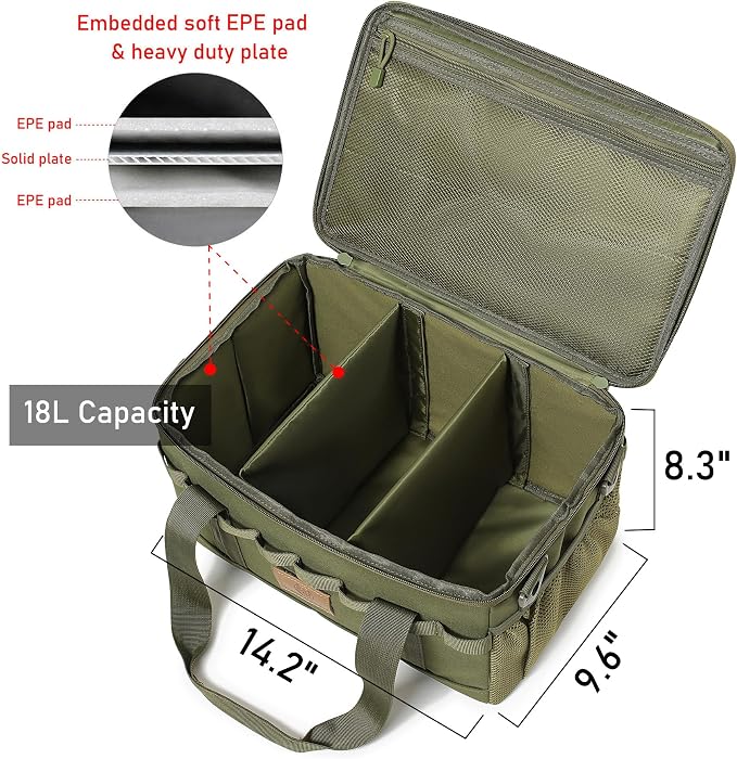 Tactical Camping Storage Bag 18L Tactical Utility Tote Bag Camping Cookware Organizer Trunk Organizer (Army Green) - Image 2