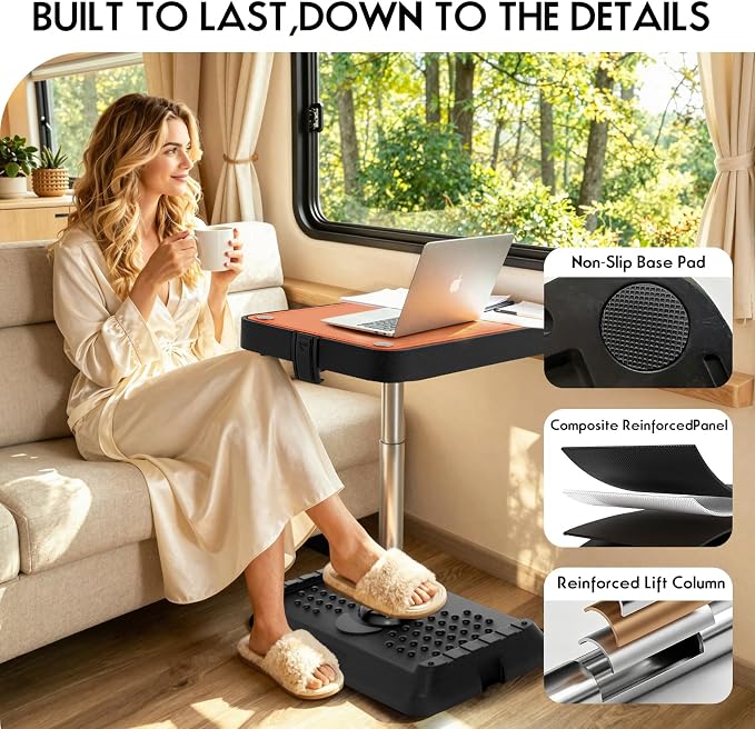 Car Seat Tray Table, Multi-Function Adjustable Car Laptop Desk (Mini) | Two-in-One Office Desk/Footstool Set, Car Tray,Car Desk for Laptop,Portable Car Table,for Front Passenger/Rear/Driver Seat - Image 6