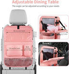 LUCMO Car Backseat Organizer with Foldable Tablet Holder, Pink | 2 Pcs,6 Storage Pockets,Foldable Food Tray,Protectors Kick Mats,Travel Accessories,Seat Cover,Road Trip Essentials - Image 3
