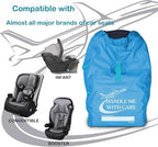 Car Seat Travel Bag for Airplane, Carseat Cover for Air Travel for Infant Carriers Booster Convertible, Blue - Image 2