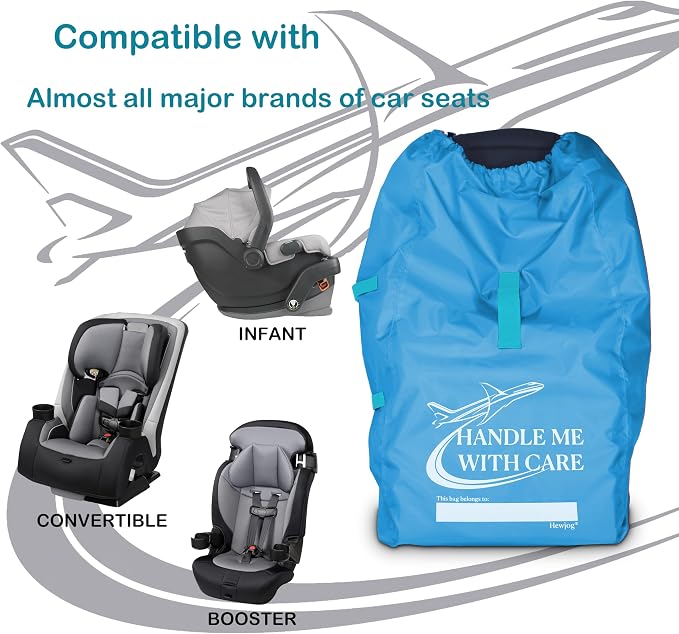 Car Seat Travel Bag for Airplane, Carseat Cover for Air Travel for Infant Carriers Booster Convertible, Blue - Image 2