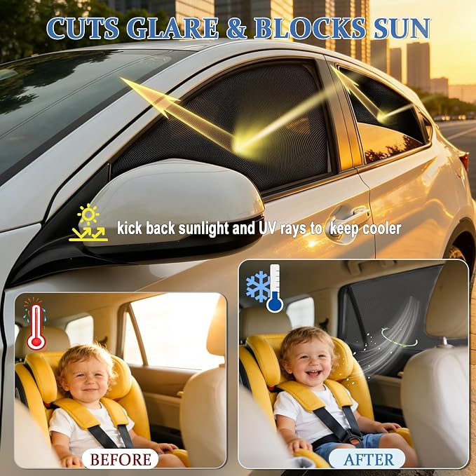 Car Window Shades,2 Pack Car Side Window Sunshade,Breathable & Retractable | (Front Windows)Car Window Shade for Baby,Universal Fit Most of Cars,Glare Shield,Protect Privacy - Image 7