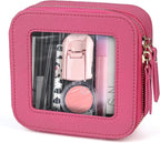 Small Clear Makeup Bag Travel Cosmetic Case, Portable Make Up Organizer Traveling Compact Car Bag for Essentials Transparent Toiletry Bag with Zipper by FASAOH