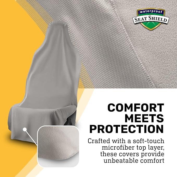 UltraSport Waterproof Towel Car Seat Cover, Universal Fit, Sweatproof & Odor-Resistant Front Seat Protector, Quick-Dry, Machine Washable for Gym, Pets, Travel, Outdoor Adventures, Gray, 2-Pack - Image 5