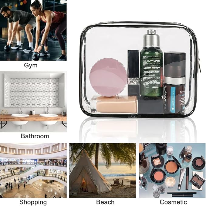 18 Pieces Clear Cosmetics Bag Bulk, TSA Approved Toiletry Bag for Travel, Clear Zippered Cosmetic Makeup Pouch, Waterproof Vinyl Plastic Organizer Case for Vacation Bathroom (Small) - Image 6
