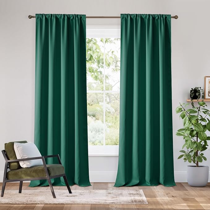 RYB HOME Bedroom Blackout Curtains 80 inches Long, 100% Blackout | Thermal Insulated, Noise Reducing, Curtains for Living Room Nursury, For Sleep, W34 x L80, Biscotti Beige by RYBHOME